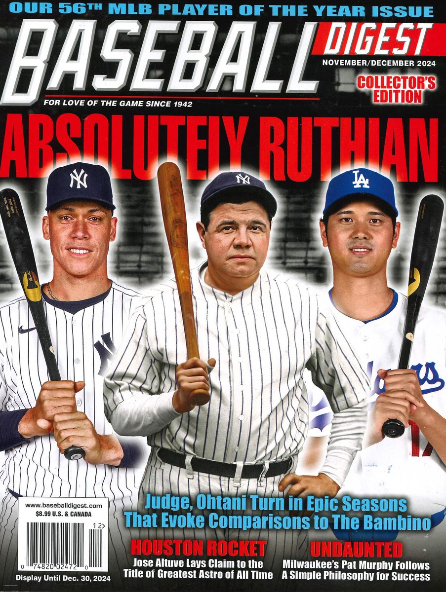 Kino_Yosho's tweet photo. #大谷翔平 #アーロン・ジャッジ #ベーブ・ルース が表紙を飾る #BaseballDigest 11/12月号発売中!ご注文はこちら→https://t.co/wqr1sbqYlW
#BooksKinokuniyaTokyo #新宿本店 #梅田本店 #札幌本店 #横浜店 #西武渋谷店 毎週水曜 #洋雑誌 10%OFF(あ)#海外マガジン #ShoheiOhtani #AaronJudge #BabeRuth https://t.co/l8OGkCFfDO