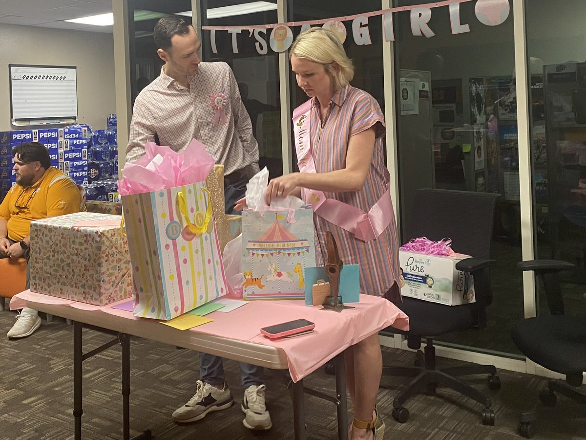MLevyUTEP's tweet photo. Thanks to our wonderful work family for showering Beka and me today! We definitely felt the love and look forward to adding the newest Miner to the team. #PicksUp⛏️ https://t.co/kLrRRs0Zp9