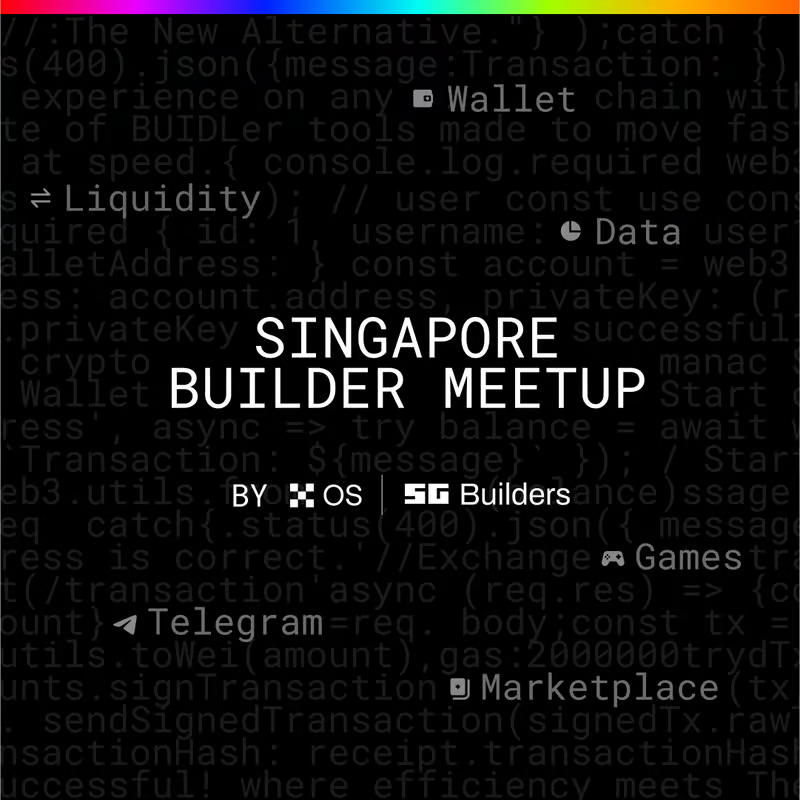 OKXDevs's tweet photo. 🇸🇬Singapore Developers, Founders, Builders. 🇸🇬

Join "BUIDL with OKX" Singapore meetup, for real builder-to-builder conversation with Singapore’s Web3 legends, fellow OKX builders, and the awesome local builder community.

📆 Date: 2nd Dec, 2024
🕖 Time: 7PM-9PM
📍Location: Singapore

Sign-up 👉 https://t.co/nmXKAryx8E

Featured builders:
Tianwei Liu, CEO @StraitsX
Dave Shin, Head of Asia @LayerZero_Core
Jing Yi Tan, Ecosystem Lead @monad_xyz

Singapore builder community partner:
@sgbuidl