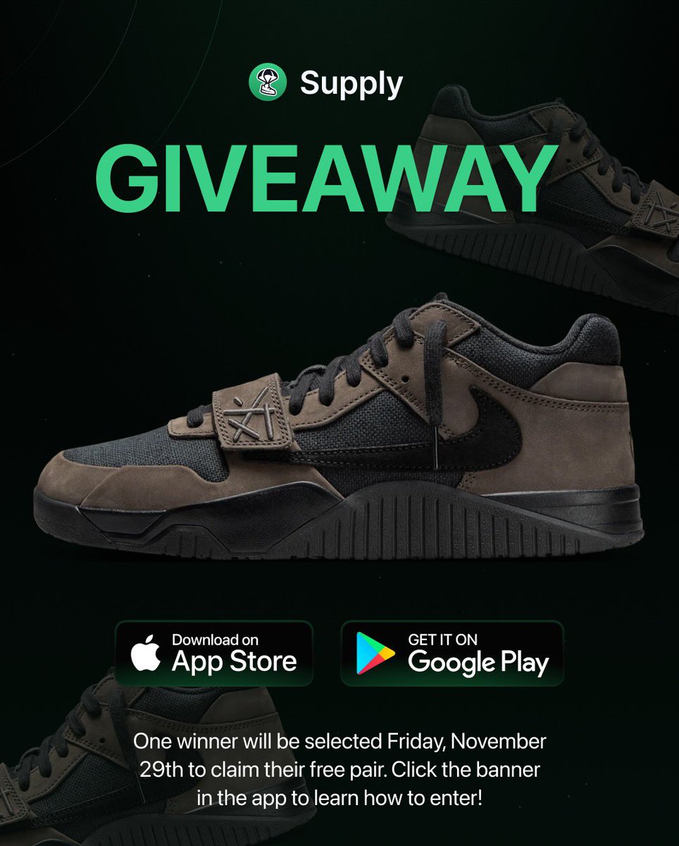 We're giving away a FREE pair of Travis Scott x Jordan Jumpman Jack TR "Dark Mocha" to 1 lucky app user. 🌵

A winner will be selected on Friday, Nov. 29th.

Find out how to enter by downloading our app: thesupply.app/x 📲