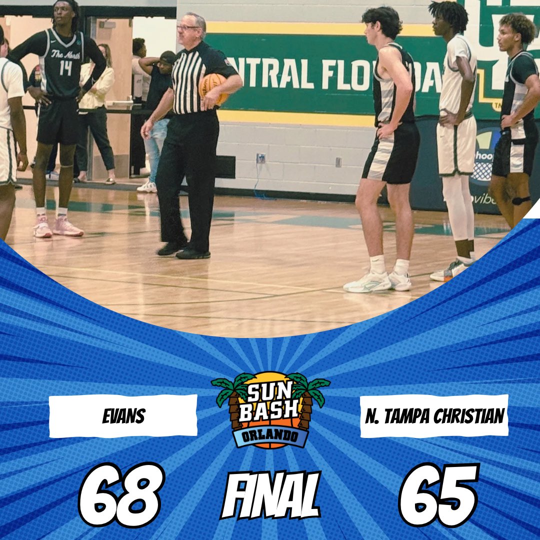 Game 10: <a href="/sunbashtourney/">Sun Bash</a> Orlando

Final in OT

Evans 68
North Tampa Christian 65

📊Leaders

<a href="/EvansHS_Hoops/">Evans High Basketball (FL)</a> 
Antonio Pollard 20
David Rushing 16
Rahean Edmonds 13

@NTChoops 
Caleb Williams 17
Toni Bryant 13
Caleb Sanders 12