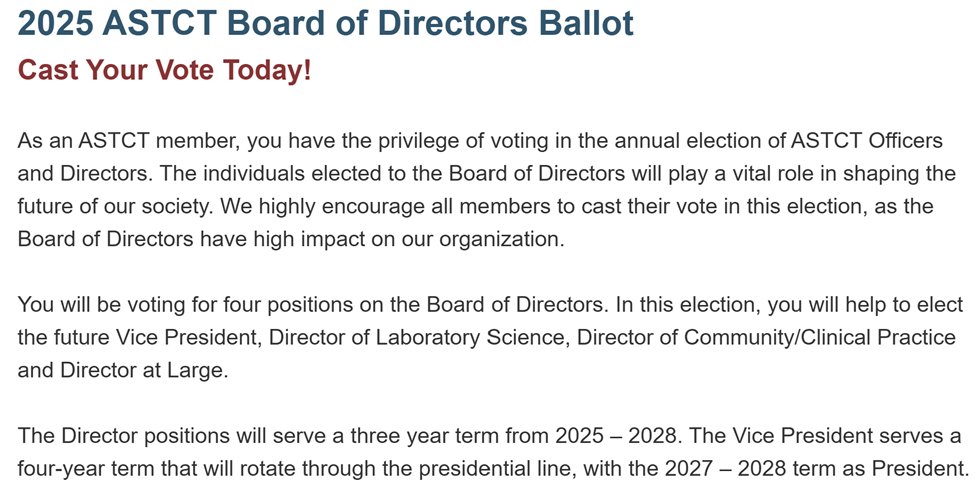 1/ 🦃 Happy Thanksgiving! Only 3 days left to vote for the ASTCT Board of Directors! I’m honored to be nominated for Vice President and grateful for your support in advancing our field. <a href="/ASTCT/">ASTCT</a>
