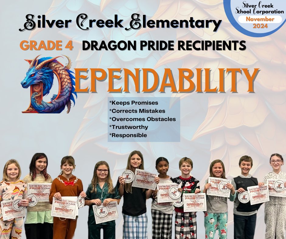 ElementaryCreek's tweet photo. Congratulations to our PRIDE Dependable recipients!! https://t.co/kkx1g1EaYX