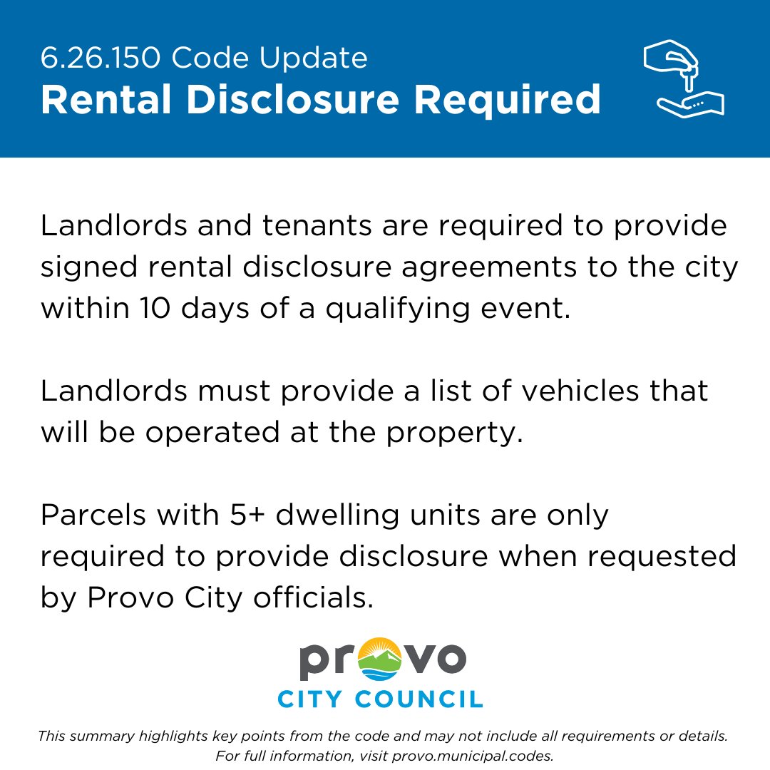 provocouncil's tweet image. Provo City Code Update🔔
Want a say in these kinds of decisions? See what's on the upcoming agenda at agendas.provo.org, and share your opinion with the City Council by emailing council@provo.org.
#ProvoCouncil #CodeUpdate #ADUs #Housing
