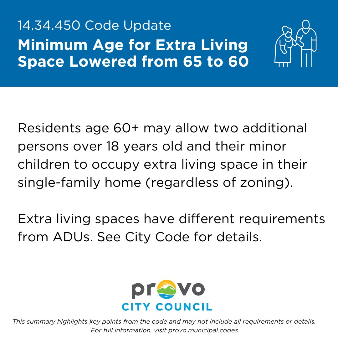 provocouncil's tweet image. Provo City Code Update🔔
Want a say in these kinds of decisions? See what's on the upcoming agenda at agendas.provo.org, and share your opinion with the City Council by emailing council@provo.org.
#ProvoCouncil #CodeUpdate #ADUs #Housing