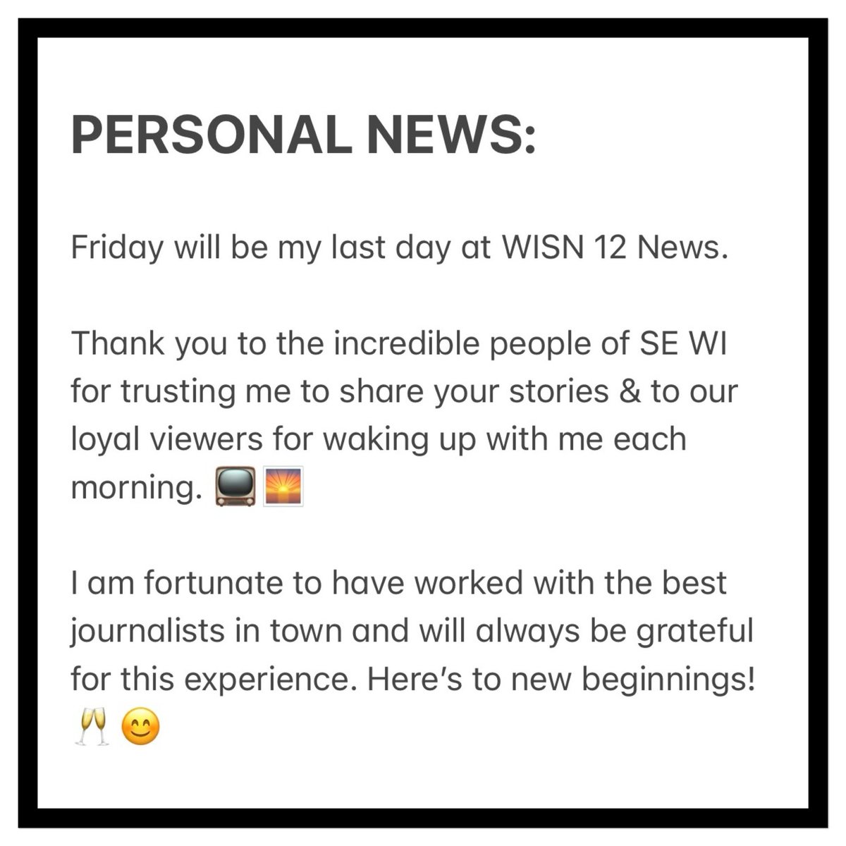 Some personal news to share. ⬇️

Thank you, Southeast Wisconsin! 🫶🏼