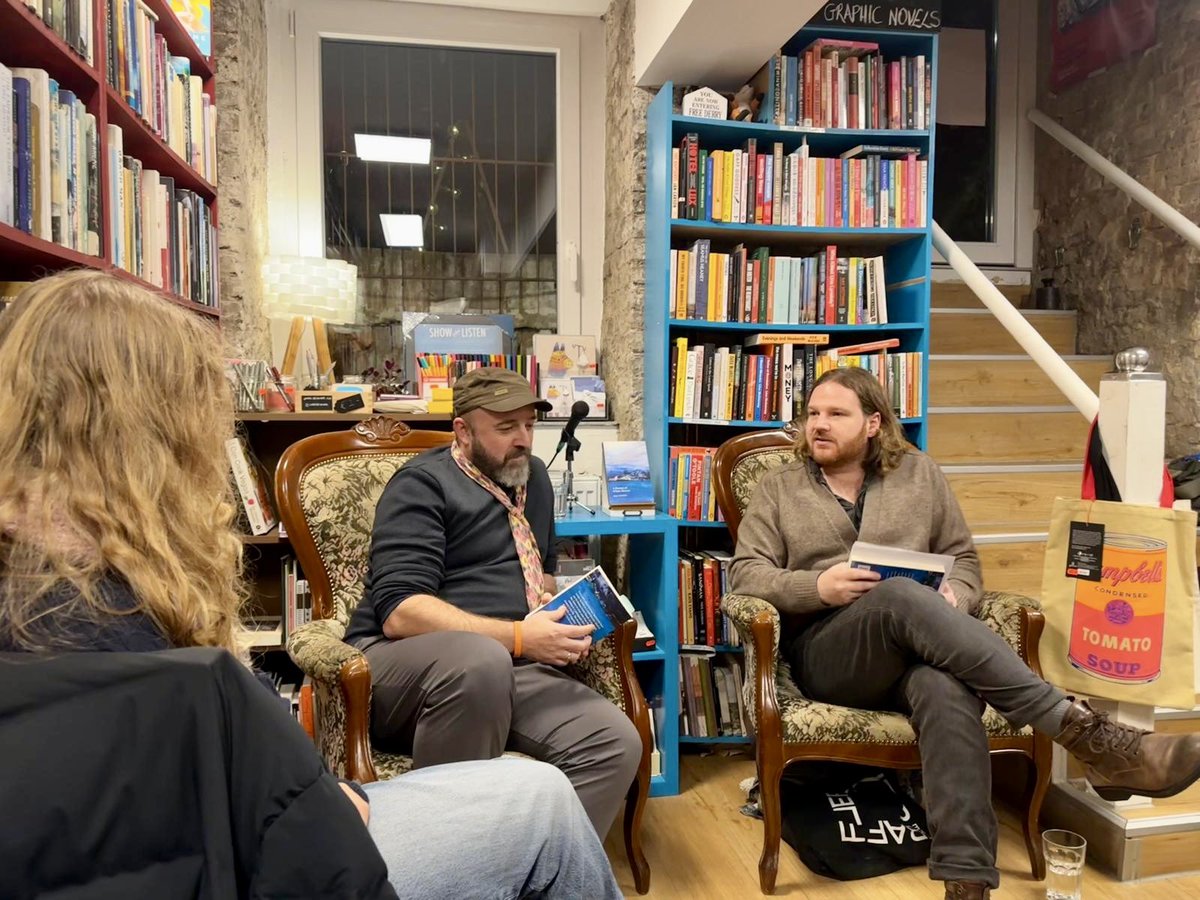 underagreysky's tweet photo. Wonderful evening at Curious Fox launching A DREAM OF WHITE HORSES… about 35-40 lovely people showed up our chat, reading and then some drinks afterwards… thanks to @ajbwells for leading through chat and @BerlinBooks for being wonderful hosts… @Ofmooseandmen https://t.co/xP6pYq0i5p