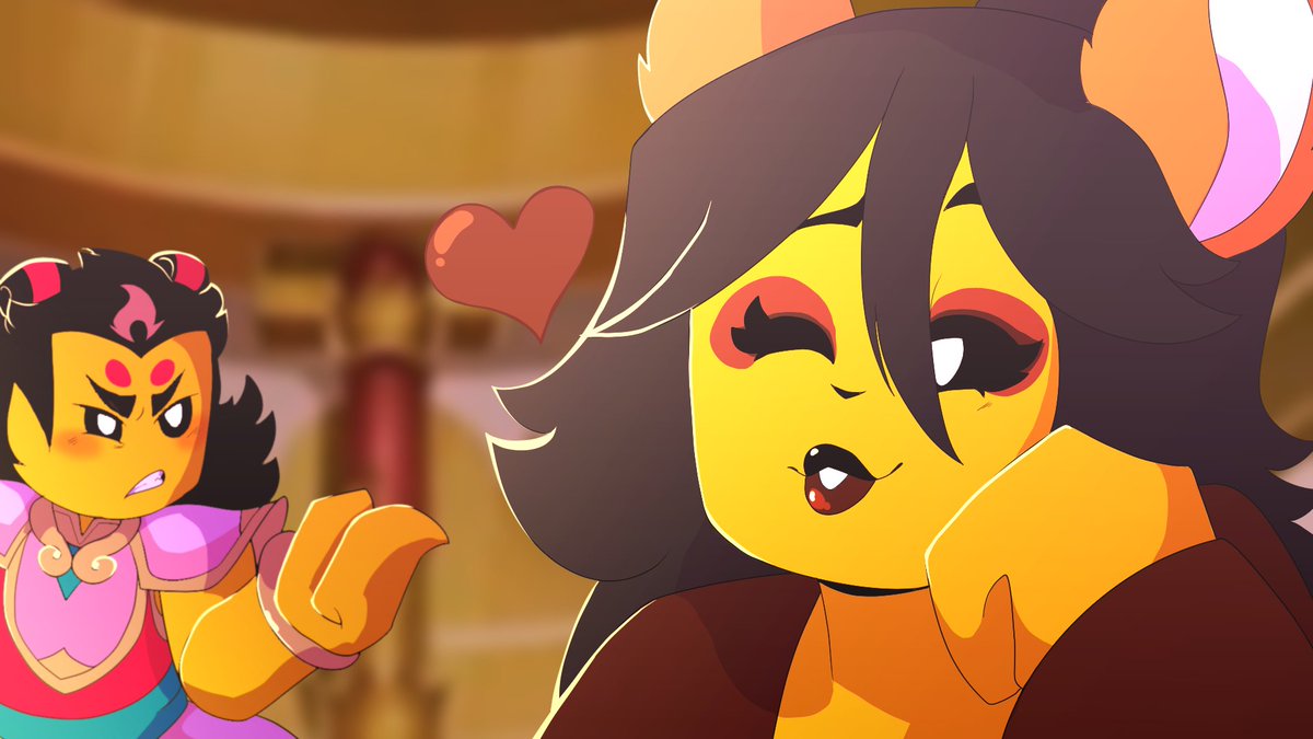 junolatte's tweet photo. fake screenshot- 
🪷"Behave yourself." 
🦊"I always do~"
#LEGOMonkieKid #MonkieKidOC https://t.co/FAVgbzHKNK