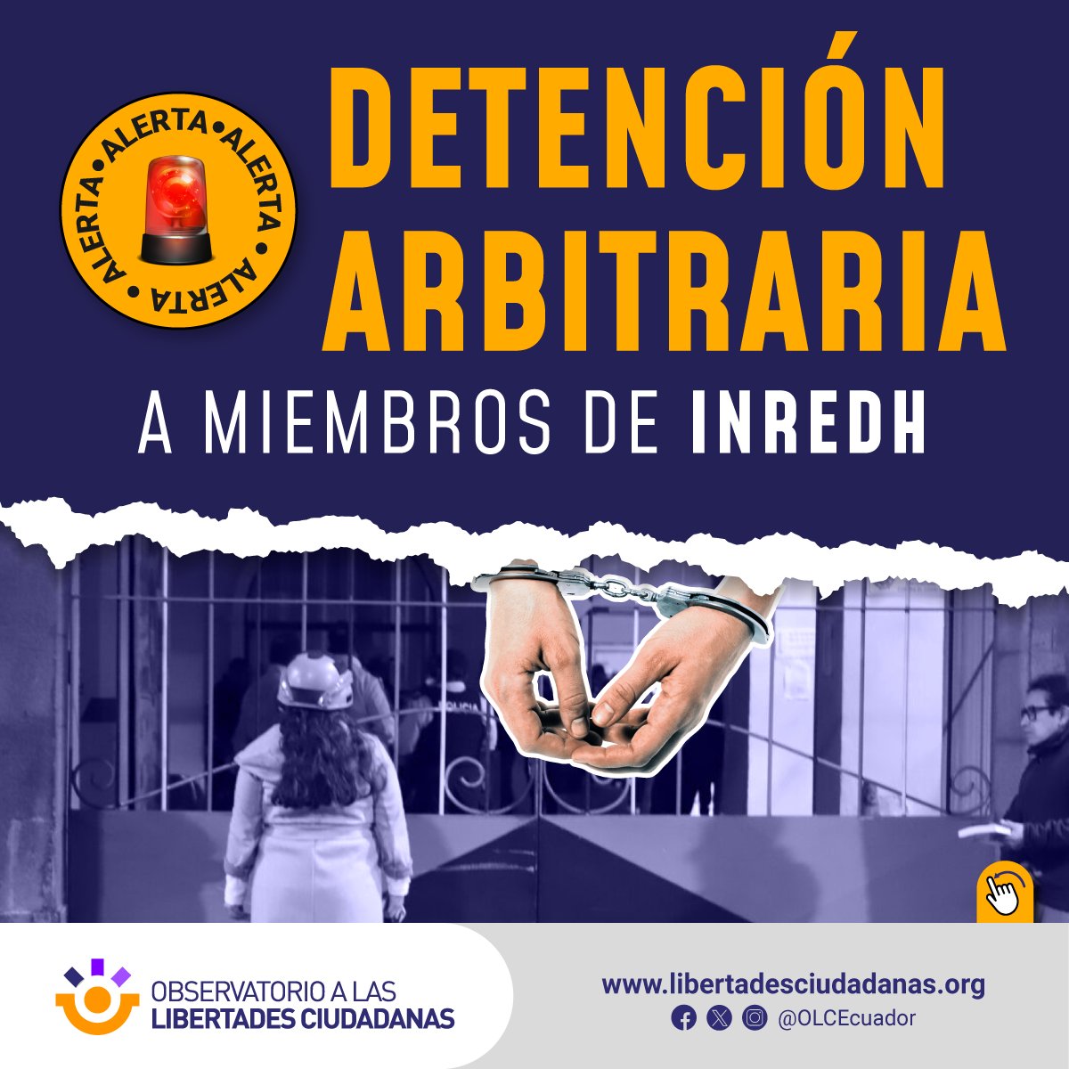 OLCEcuador's tweet photo. El jueves 21 de noviembre, durante las movilizaciones convocadas por varias organizaciones sociales del país, dos miembros de la Fundación Regional de Asesoría en Derechos Humanos @inredh1 fueron detenidos de forma arbitraria.

Más aquí: https://t.co/pxKruwbyL7 https://t.co/ZiYId4AHSc
