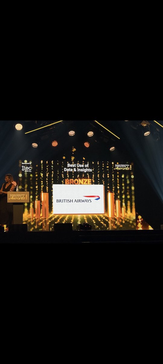 sabiogroup's tweet image. Huge congratulations to @British_Airways on achieving Bronze in the &apos;Best Use of Data &amp;amp; Insights&apos; award at #ECCCSA 24!

This is a remarkable achievement that recognises their exceptional approach to leveraging data analytics to transform customer experiences. 

@ecccsa_awards