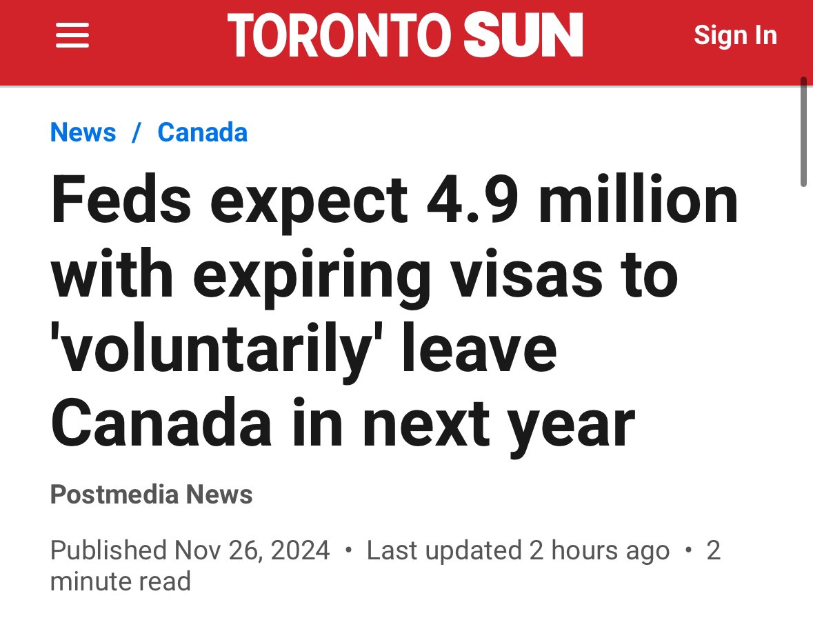 ezralevant's tweet photo. That's a fantasy. No, it's a lie.
That would mean 12,500 people would leave Canada every single day.
That's the equivalent of 25 fully-loaded double-decker Airbus 380 jets, every single day, taking people out.
https://t.co/ewhGgwABww https://t.co/101i9GgkDv