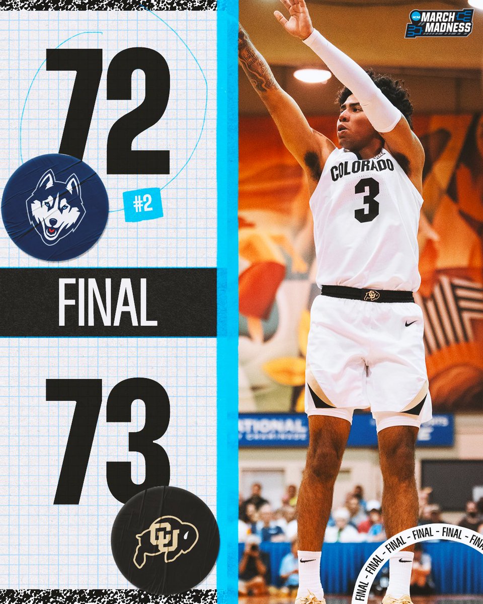 NCAA March Madness (@marchmadnessmbb) on Twitter photo DOWN GOES NO. 2 UCONN AGAIN 😱
Colorado pulls off the upset in yet ANOTHER <a href="/MauiInv/">Southwest Maui Invitational</a> thriller 🦬 DOWN GOES NO. 2 UCONN AGAIN 😱
Colorado pulls off the upset in yet ANOTHER <a href="/MauiInv/">Southwest Maui Invitational</a> thriller 🦬
