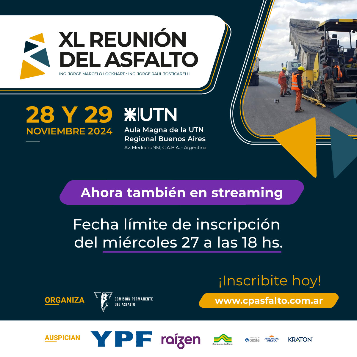 XL REUNON del ASFALTO - 2 días!

Toda la info aqui 👉👉cpasfalto.com.ar/xl-reunion-del…