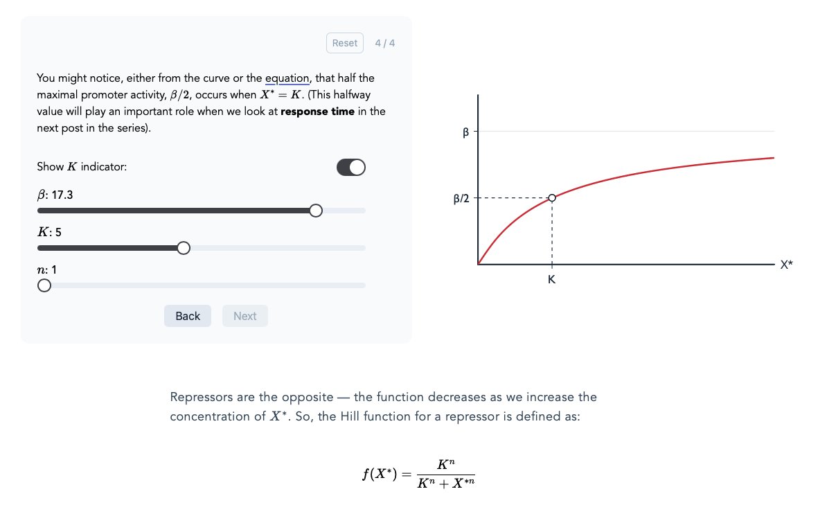 NikoMcCarty's tweet image. .@nehaludyavar is doing interesting work.

He's currently reading Uri Alon's book to learn Systems Biology. As he learns about new concepts, he writes about them and makes super clean graphics + interactives to accompany the text.

He's "learning in public" in a beautiful way.