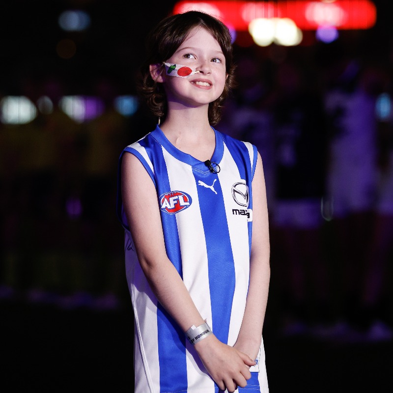 NMFCWomens's tweet photo. SuperClash ambassador Imogen will present the premiership cup to Kearns and Crock if the Kangaroos win Saturday night's @aflwomens Grand Final 🏆

#JustYouWaitAndSee