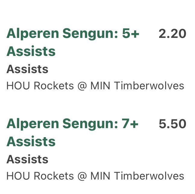 Alperen Sengun Assists

2.20, 5.50

1.25u, 0.5u