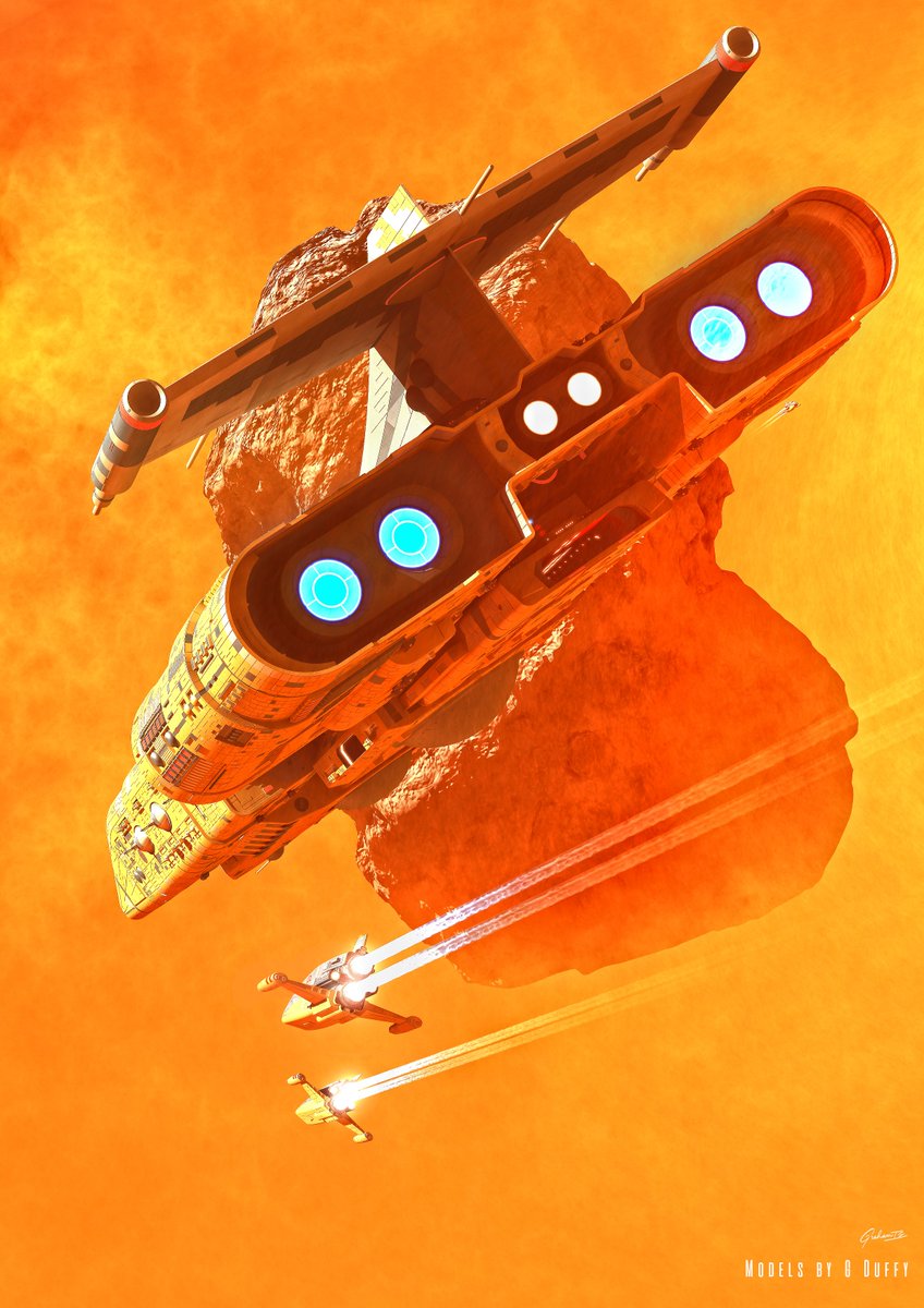 Experimentation continues. Tried to add some texture to the background by using volumetric lights. Hopefully gives it the more painted look that I'm aiming for. Models by @gmd3d Whether it works or not is kinda irrelevent either way I had a blast putting it together   #Scifiart