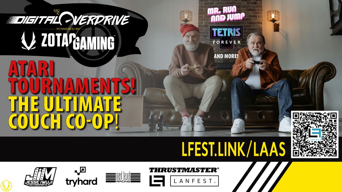 LANFESTgames's tweet image. LANFest and ZOTAC Gaming invite you to relive the classics with Atari tournaments at the LA Auto Show! Compete in Tetris Forever, Mr. Jump and Run, and Fatal Run for ultimate couch co-op fun. Learn more: buff.ly/3YYjXuM #LAAutoShow