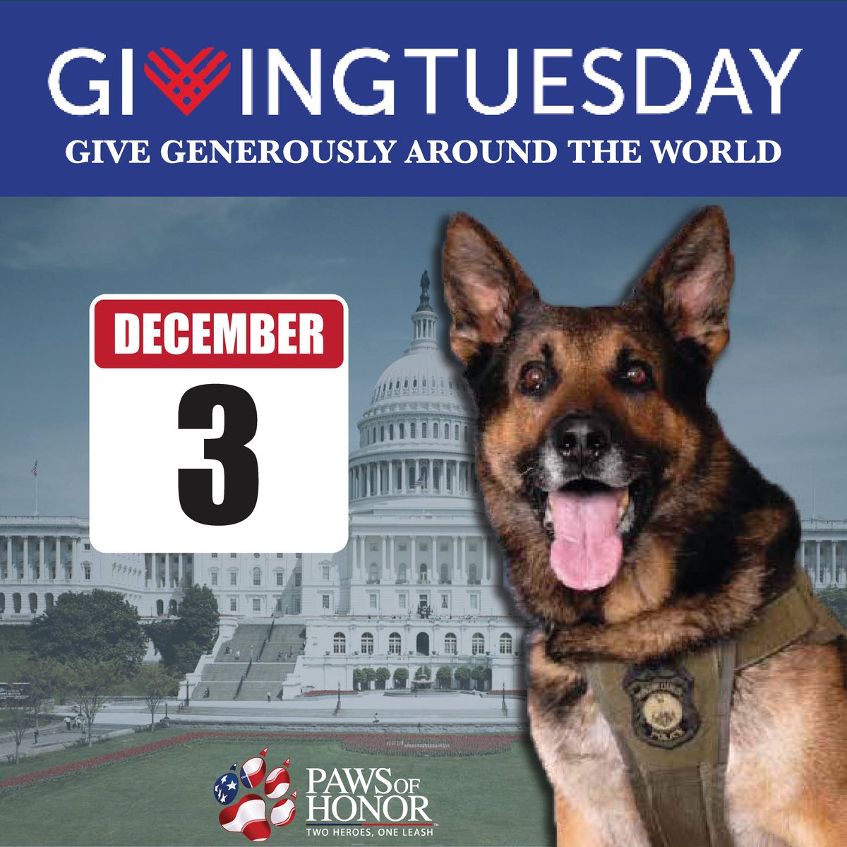 A week from today #GivingTuesday is happening!! Get ready to #MakeADifference

#givingtuesday #workingdogs #givingtuesdayk9 #k9s #k9teams #mwd #militaryworkingdog #makeadifference #giveback #support #fourleggedheroes #heroes #k9veterans