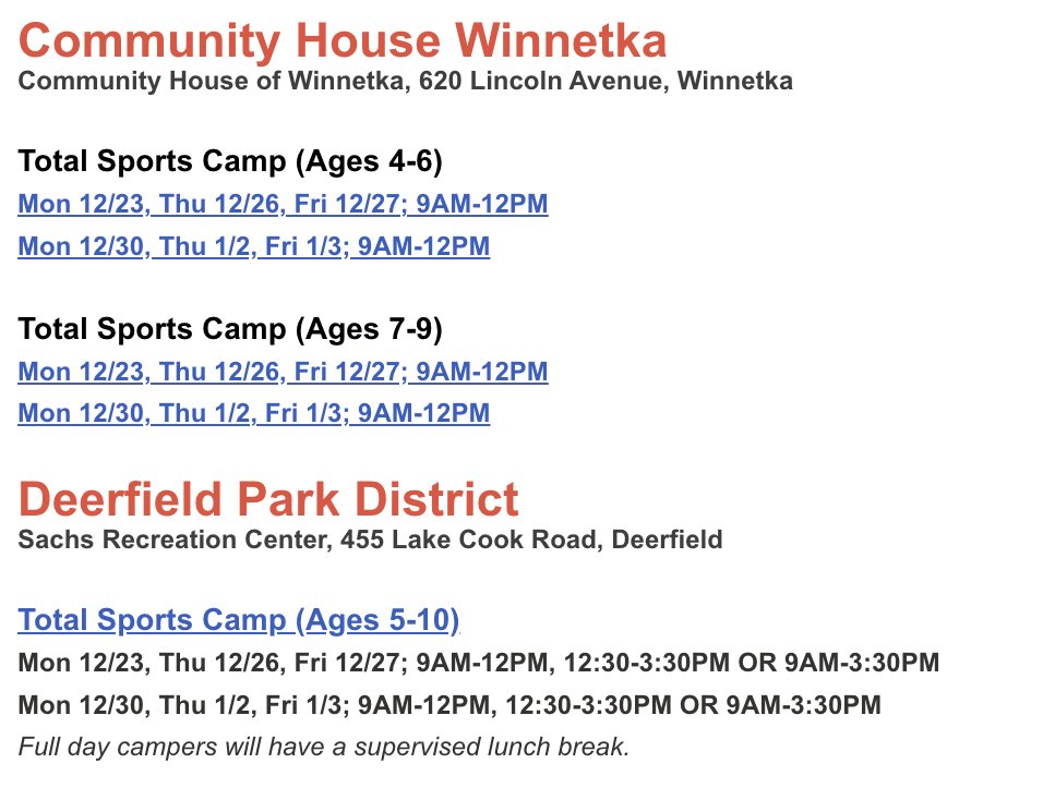 HotShotsSports's tweet photo. ❄️ Following up on yesterday’s post... MORE Winter Break Camps are here!

We’re bringing the fun to Winnetka and Deerfield this winter break! Keep your kids active, learning, and having a blast during the holidays.

📅 Check out the dates and times in the image and sign up below! https://t.co/KStG3y5hHN