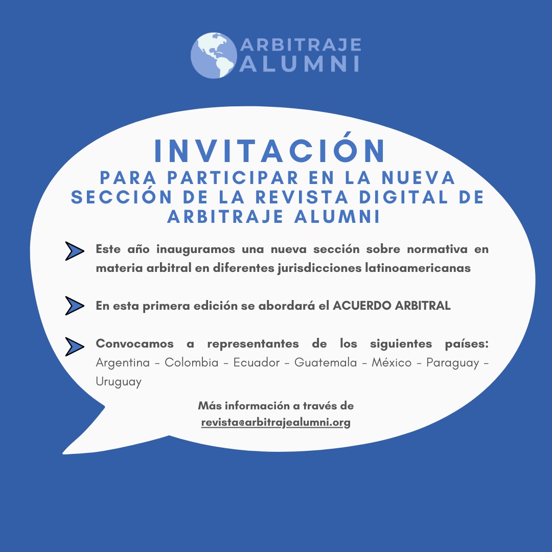 Arbitraje Alumni (@arbitrajealumni) on Twitter photo ¿Querés participar de la nueva sección de la revista digital de <a href="/ArbitrajeAlumni/">Arbitraje Alumni</a>?
#arbitraje #arbitrajecomercial
#revistadigital #arbitration ¿Querés participar de la nueva sección de la revista digital de <a href="/ArbitrajeAlumni/">Arbitraje Alumni</a>?
#arbitraje #arbitrajecomercial
#revistadigital #arbitration