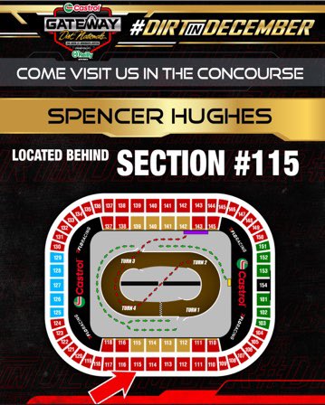 Visit the JCM Motorsports Spencer Hughes Merchandise booth at Gateway Dirt Nationals next week, find us at section 115!