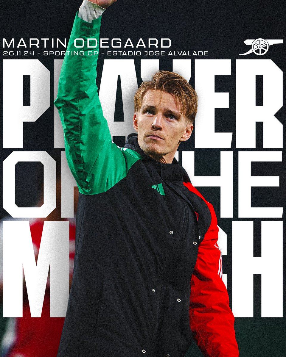 Arsenal's tweet photo. The Ørchestrator 🪄 

Last night's POTM as voted by you: Martin Odegaard 👏 https://t.co/U6zw1VQor4