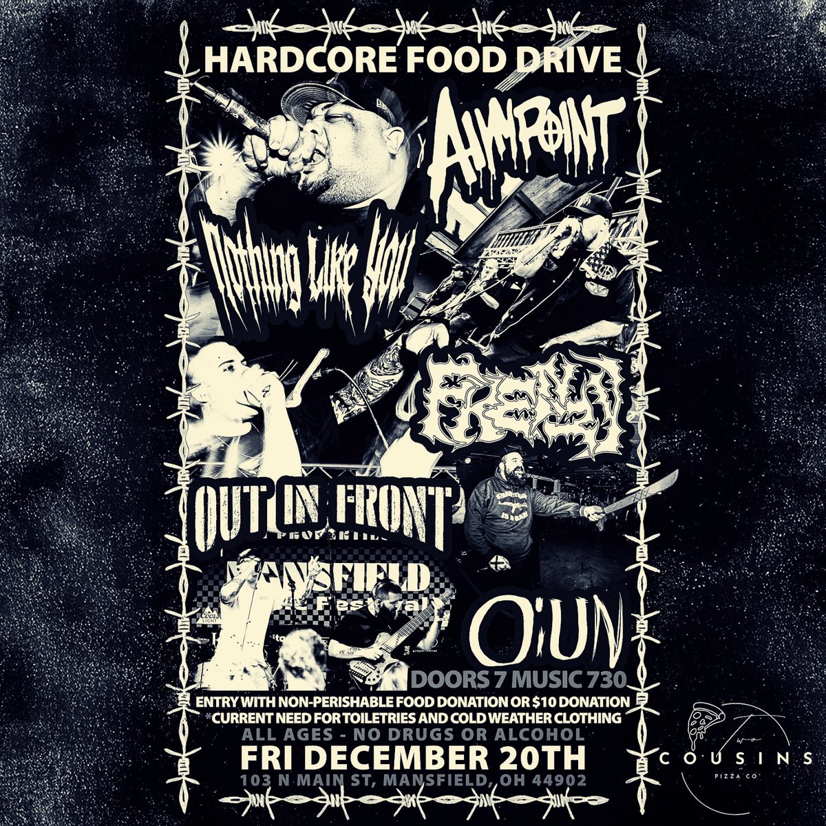 Austin Moore (@austin__bomb) on Twitter photo Bringing hardcore to The Field December 20th <a href="/AimpointHC/">AimpointHC</a> <a href="/nly_hc/">NOTHING LIKE YOU</a> <a href="/frenzyclehc/">FRENZY</a> XOut In FrontX & Oiun at Two Cousins Pizza. Bringing hardcore to The Field December 20th <a href="/AimpointHC/">AimpointHC</a> <a href="/nly_hc/">NOTHING LIKE YOU</a> <a href="/frenzyclehc/">FRENZY</a> XOut In FrontX & Oiun at Two Cousins Pizza.