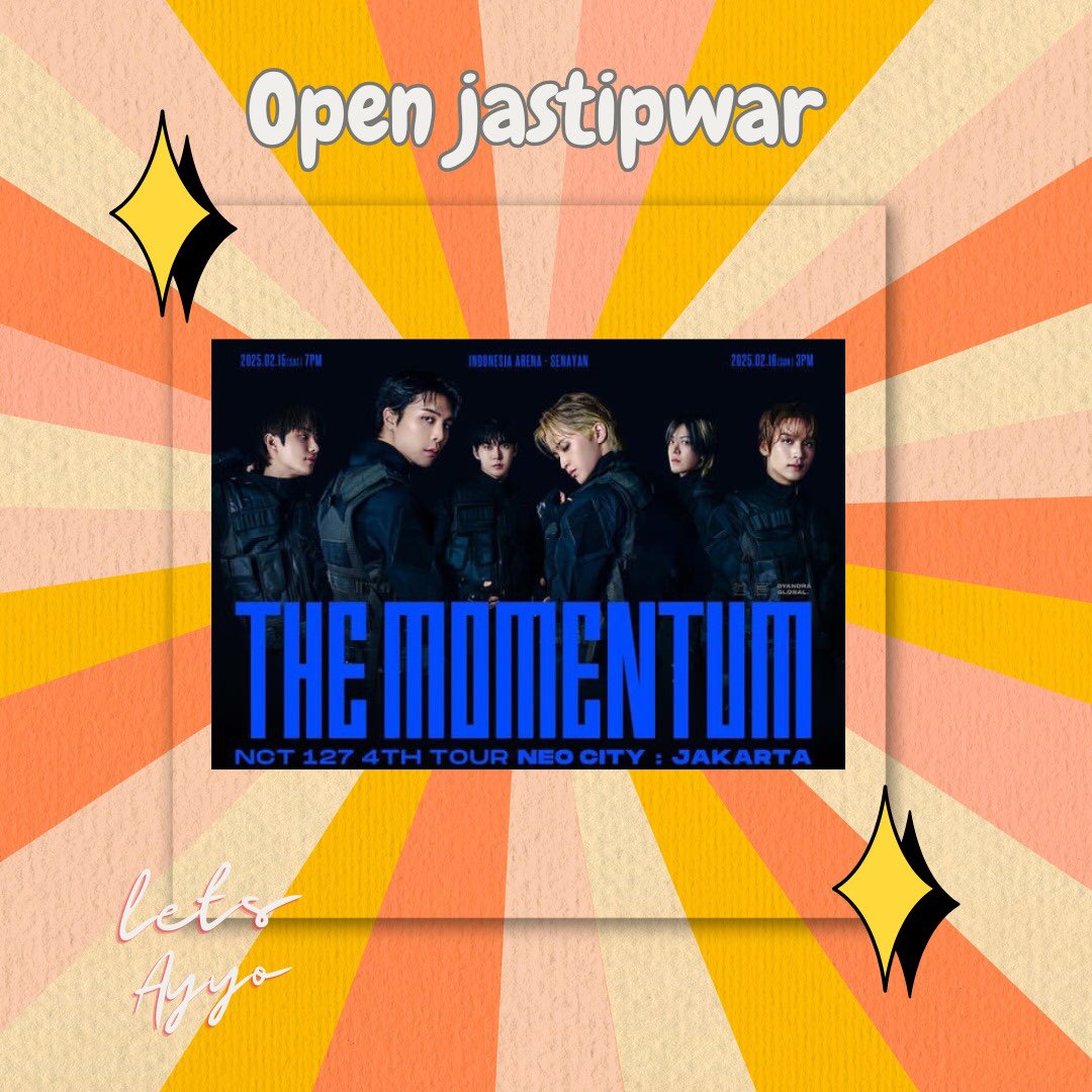 letsayyo's tweet photo. OPEN JASTIP JASA TITIP TIKET (TICKETING SERVICE)   THE MOMENTUM: NCT 127 4th TOUR NEOCITY JAKARTA

🌼DP bookslot 50K (sudah termasuk fee) no cancel.  
💸fee : 350K/tix

‼️ Read tnc 

✅trusted 
✅ Berpengalaman
✅proof war cek pinned

LIMITED SLOT

 t. jastip nct 127 jkt ina https://t.co/Bn1UTlSzeh