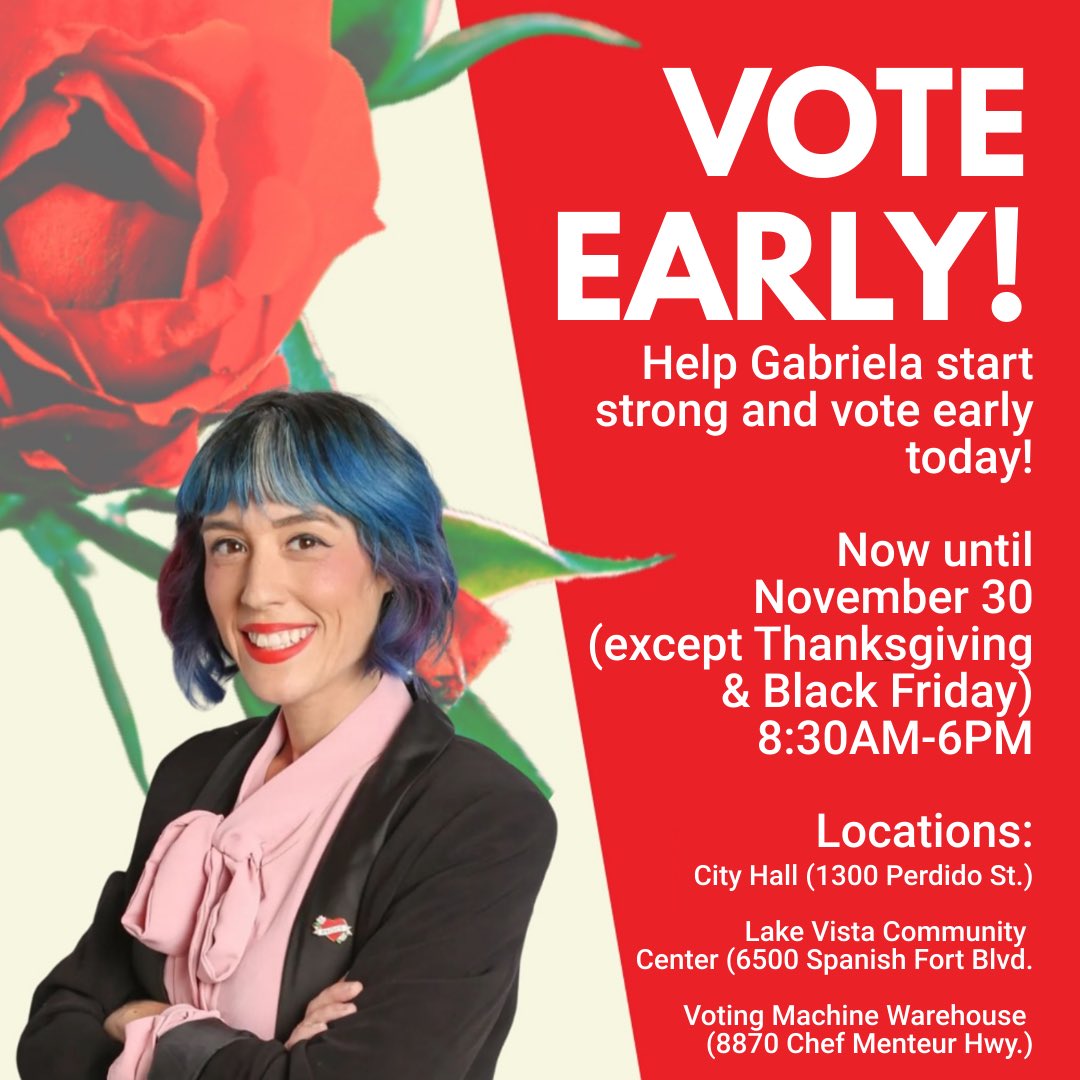 Early voting is OPEN! Help us get a head start on the path to victory and vote for @biro4opsb early today!

Every day except Thanksgiving &amp; Black Friday until Saturday, Nov. 30, 8:30AM-6PM 

Election Day is December 7