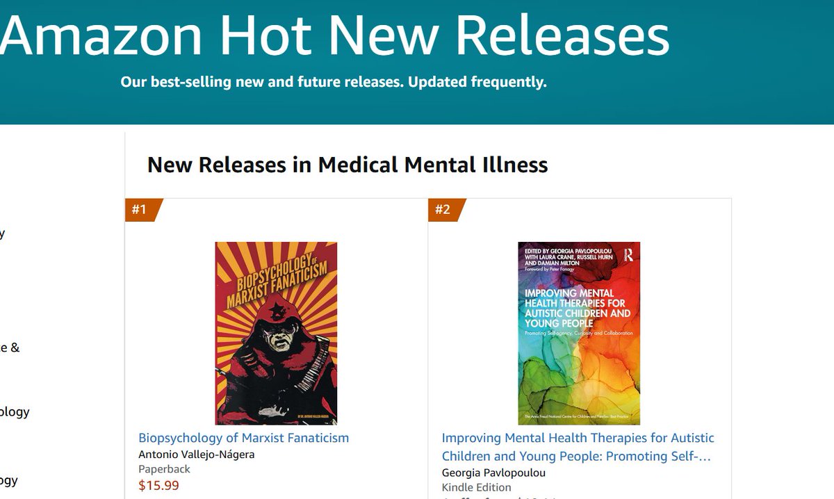 PatriaPublish's tweet photo. Biopsychology of Marxist Fanaticism is the Nr. 1 new release in the "Mental Illness" category, comfortably beating a therapy guide for autistic children. https://t.co/LskfNiMcOt