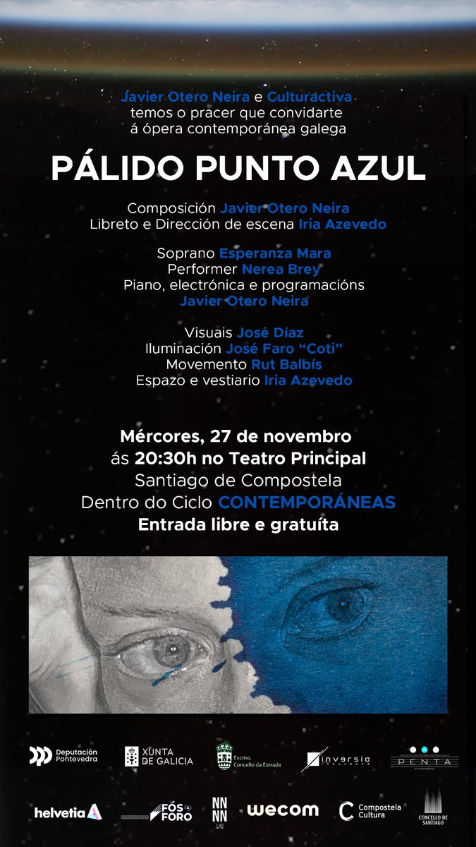 nerea_brey's tweet photo. Mañá estamos coa ópera PÁLIDO PUNTO AZUL no Teatro Principal de Santiago! 🌍💙 https://t.co/8JaTiydZWT