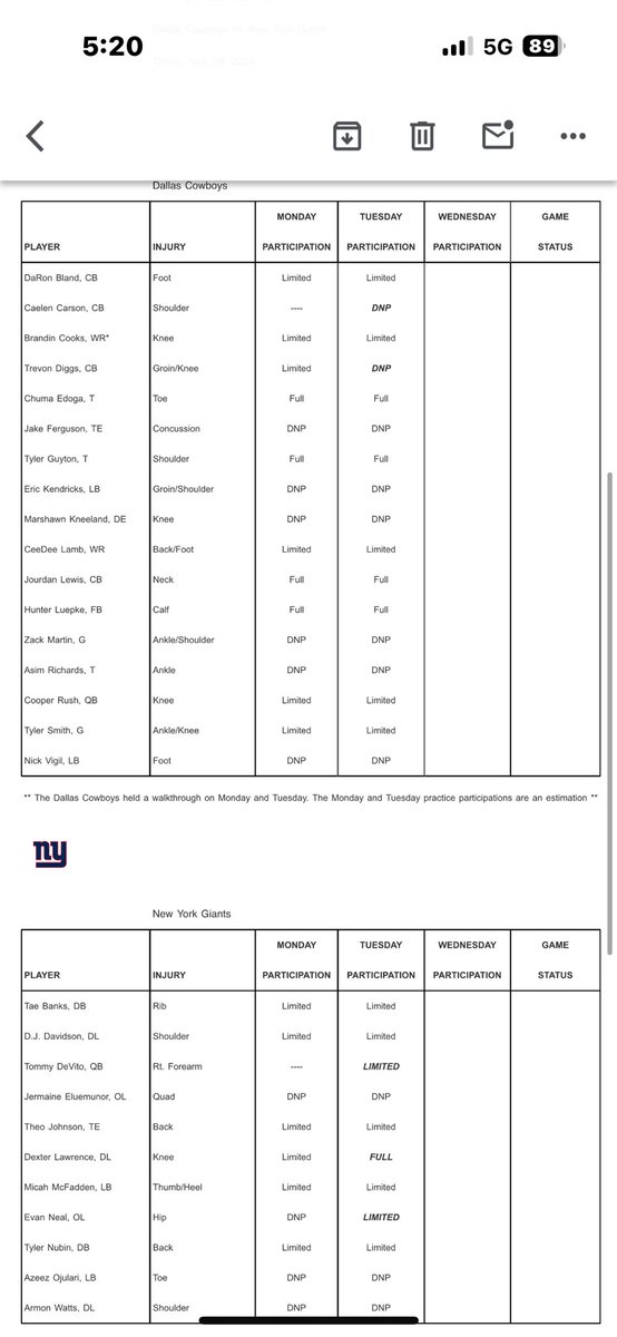 SlaterNFL's tweet image. Talked to #Cowboys QB Cooper Rush today he’s good to go for Thursday despite some knee soreness