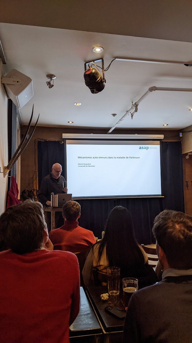 Notre second présentateur est Michel Desjardins (PhD)pub qui va parler des mécanismes auto-immuns dans la maladie de Parkinson
🔬 
Our second presenter is Dr Michel Desjardins who will talk about autoimmune mechanisms in Parkinson's disease
