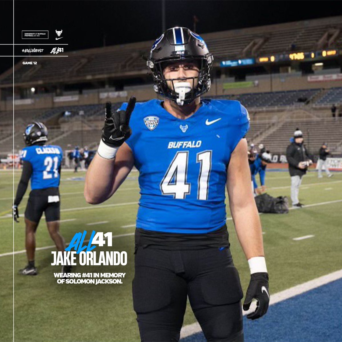 Jake Orlando will have the honor of wearing #41 tonight in memory of Solomon Jackson.      

#ALL41