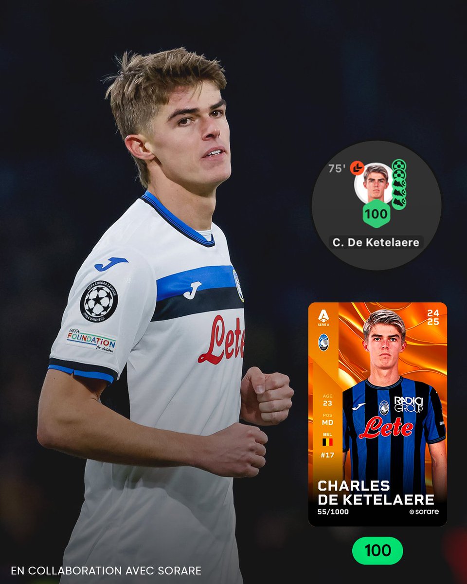 ActuFoot_'s tweet photo. Le match de fou de Charles De Ketelaere ce soir. 🥵🇧🇪

9' 🎯 Passeur décisif
28' ⚽️ Buteur 
32' 🎯 Passeur décisif
39' 🎯 Passeur décisif
56' ⚽️ Buteur

Résultat, une note de 100/100 sur @sorare. 💯 https://t.co/aAHO5wmuTO