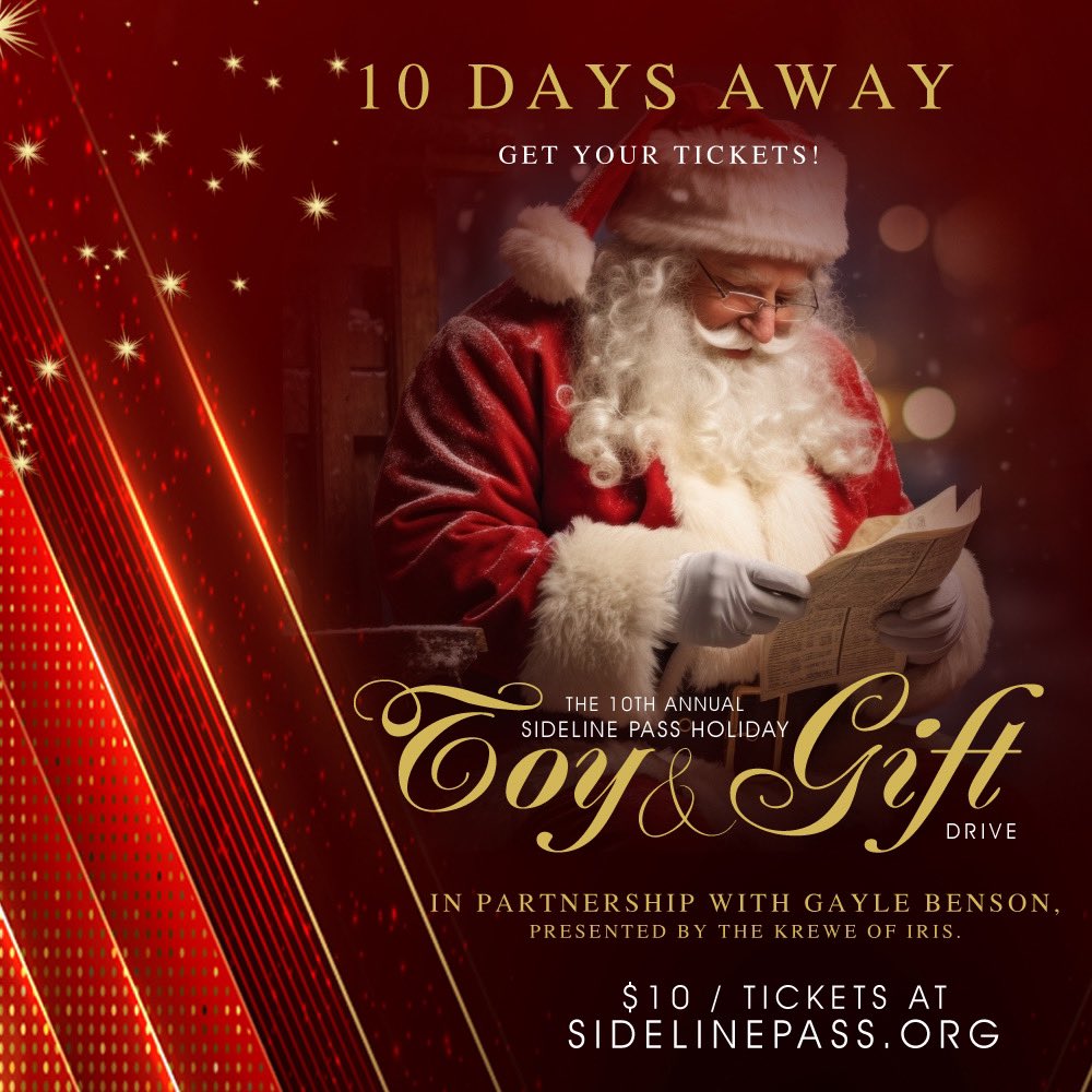 Only 10 days away from an unforgettable event! 🎅🏻 We can’t wait for you to see what <a href="/WinkNola/">Wink Design & Events</a> and Santa’s elves have been crafting for an amazing night. Don’t miss out—secure your tickets now at SidelinePass.org!