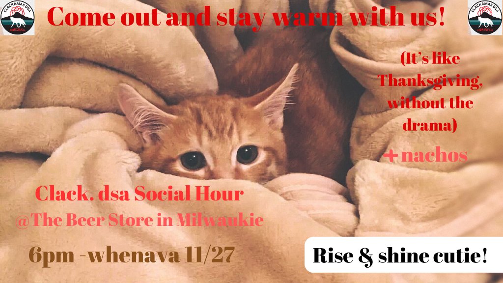 Come on out tomorrow (Wed Nov 27th) from 6pm on for some camaraderie and some solidarity at our November social!