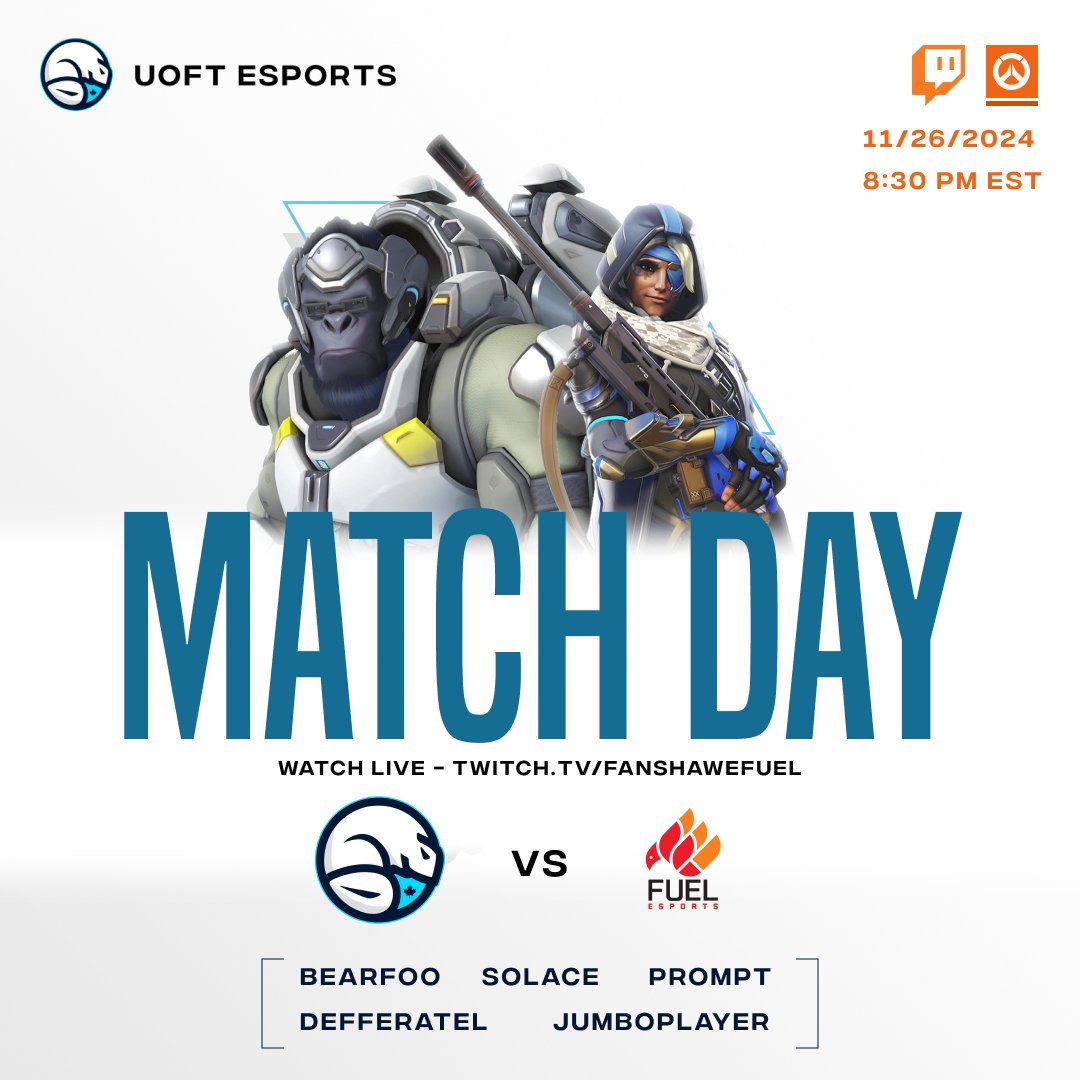 [COMPETITIVE UPDATE...]
... [INITIALIZED]

Join us in watching our Varsity Blues team square off against <a href="/fanshawefuel/">Fuel Esports</a> in ECPS Canadian Esports Nationals Fall 2024 on twitch.tv/fanshawefuel at 8:30 P.M. EST! Good luck, gamers!

#BLEEDBLUE