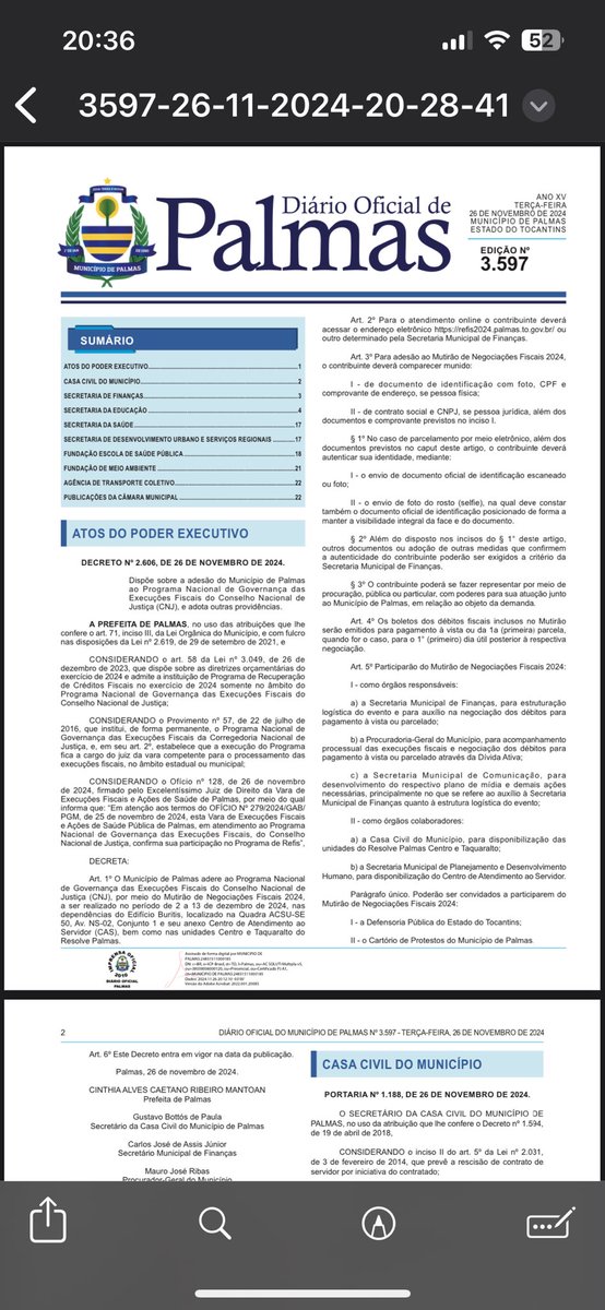CinthiaCRibeiro's tweet photo. Vai ter REFIS em Palmas !
Oportunidade de fechar 2024 com chave de ouro e sem dívidas. Reserve um pouquinho do 13º ou do salário do mês p/ não perder essa oportunidade p/ renegociar seus débitos com o município. Decreto publicado hoje e o REFIS começa dia 02/12/2024. Bora! https://t.co/Dn2Z8iLkke