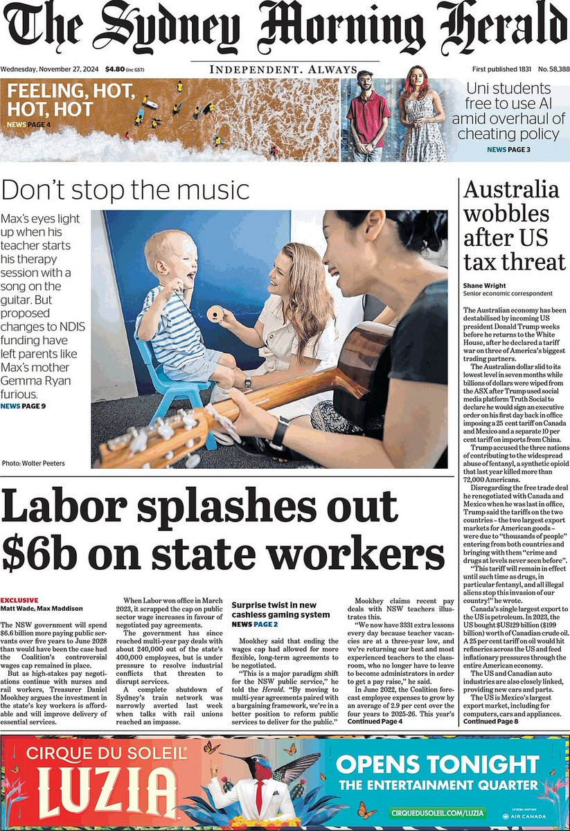 π΅ππππ πΏππππ πππππ’ π° (@ukpapers) on Twitter photo π¦πΊ Labor Splashes Out $6b On State Workers
β«As high-stakes pay negotiations continue with nurses and rail workers, Treasurer Daniel Mookhey has defended extra spending on public servants
β«<a href="/MattWadeSMH/">Matt Wade</a> <a href="/maxmaddison/">Max Maddison</a>
#frontpagestoday #Australia <a href="/smh/">The Sydney Morning Herald</a> π¦πΊ π¦πΊ Labor Splashes Out $6b On State Workers
β«As high-stakes pay negotiations continue with nurses and rail workers, Treasurer Daniel Mookhey has defended extra spending on public servants
β«<a href="/MattWadeSMH/">Matt Wade</a> <a href="/maxmaddison/">Max Maddison</a>
#frontpagestoday #Australia <a href="/smh/">The Sydney Morning Herald</a> π¦πΊ