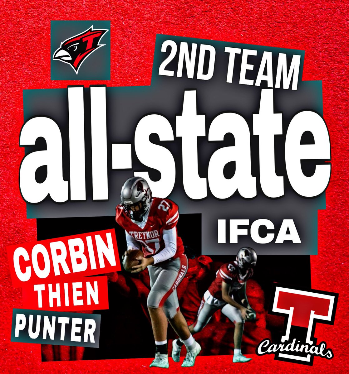 Treynor Football (@treynorfootball) on Twitter photo Congrats to Corbin Thien for being named the 2nd Team IFCA All State Punter!! <a href="/TreynorNation/">Treynor Nation</a> Congrats to Corbin Thien for being named the 2nd Team IFCA All State Punter!! <a href="/TreynorNation/">Treynor Nation</a>