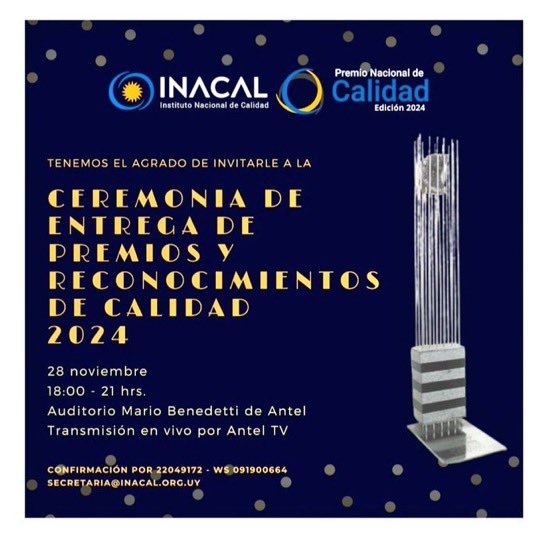 Jueves 28 Ceremonia de Entrega de Premios INACAL. Hospital Español presenta 4 Servicios. Lo importante: transitar el camino de la calidad para el usuario y el funcionario.