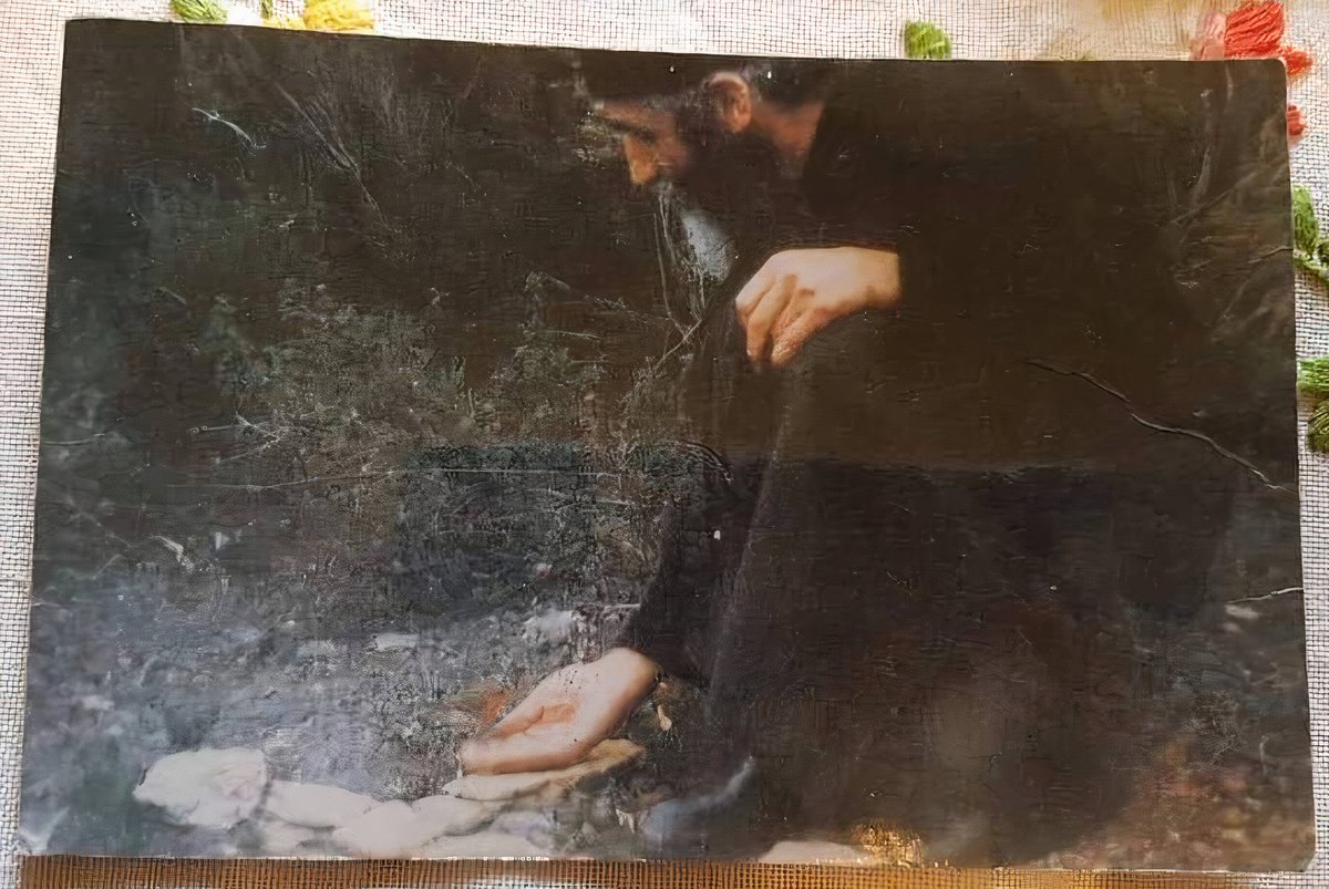 HarmonyCreates's tweet photo. Saint Paisios and his bird friend, Olet https://t.co/S9yJqVu39H