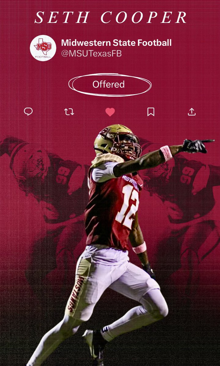 After a great call With <a href="/FBCoachLeonard/">Coach Cedric Leonard</a>  and <a href="/coachfrazierMSU/">Coach Blake Frazier</a> I am blessed to receive an offer from <a href="/MSUTexasFB/">Midwestern State Football</a> #StangGang🤘🐎♥️💛🏈 <a href="/CoachBJBrooks/">B.J. Brooks, M.Ed.</a> <a href="/peytonnance73/">Peyton Nance</a> @On3Recruits <a href="/phenompreps/">Phenom Preps</a> <a href="/PhenomElite/">Phenom Elite</a> <a href="/CoachL__/">Coach L</a>