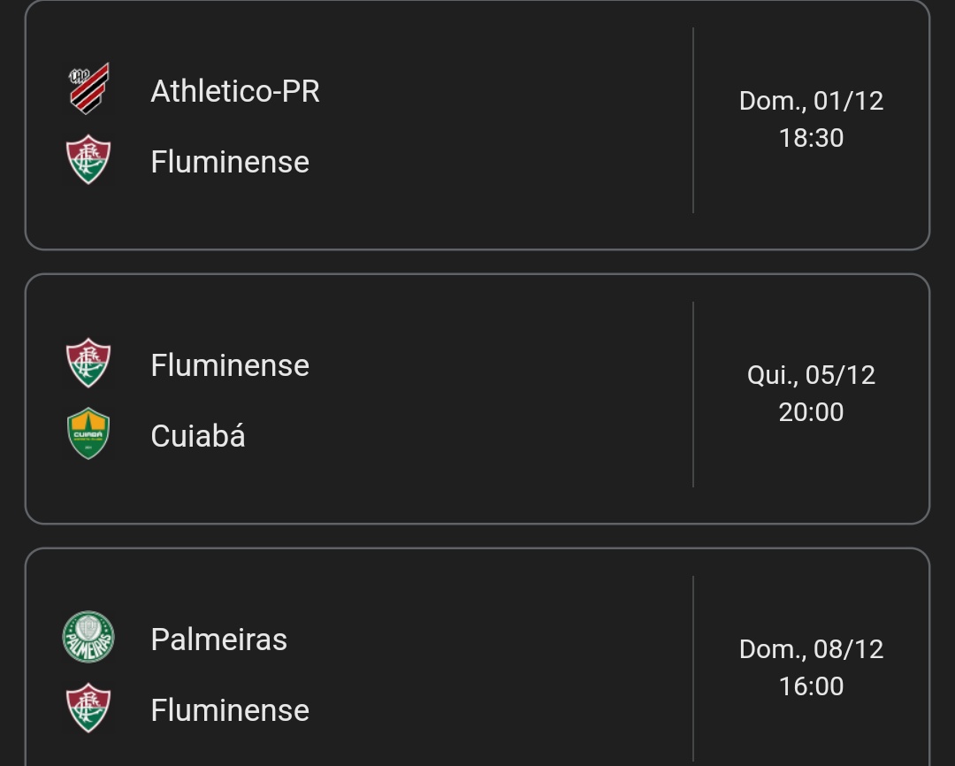 o fluminense VAI CAIR, vão tomar uma pancada do furacão e já vão entrar pra zona

se ganhar do Cuiabá fica com 42 pontos 

42 pontos não se salva

vou nem falar nada contra o Palmeiras