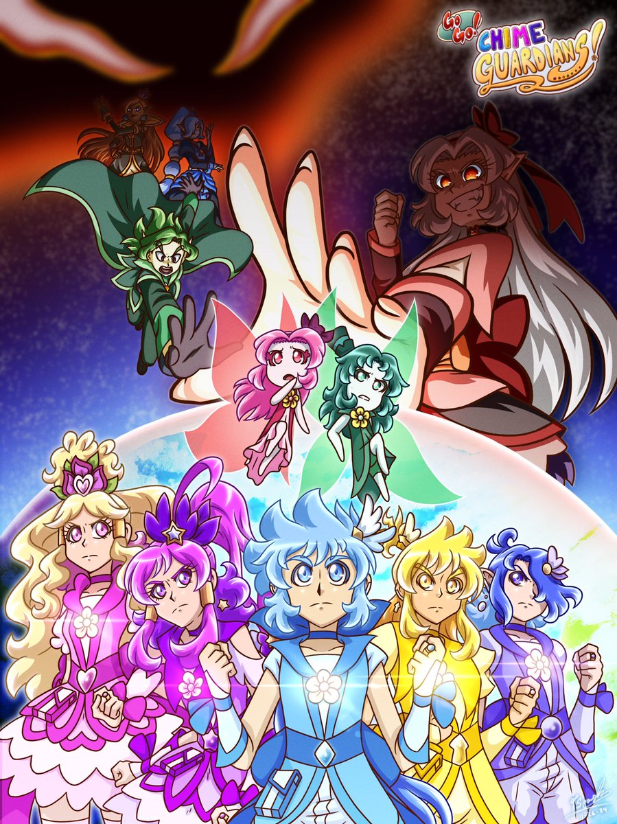 TopherArtz's tweet photo. Here’s a poster concept for GoGo! Chime Guardians!

#ocart #magicalboy #magicalgirl https://t.co/v6VyZmwZQI