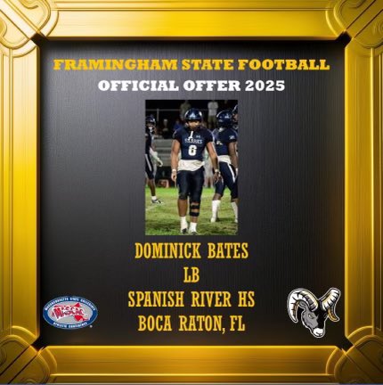 Dominick Pacheco-Bates (@dominick05bates) on Twitter photo Blessed to receive an offer from Framingham State University! <a href="/CoachHeadley/">Ian Headley</a> @river_boyz1 <a href="/mikehall_32/">Mike Hall Jr., CSCS, PTA</a> Blessed to receive an offer from Framingham State University! <a href="/CoachHeadley/">Ian Headley</a> @river_boyz1 <a href="/mikehall_32/">Mike Hall Jr., CSCS, PTA</a>
