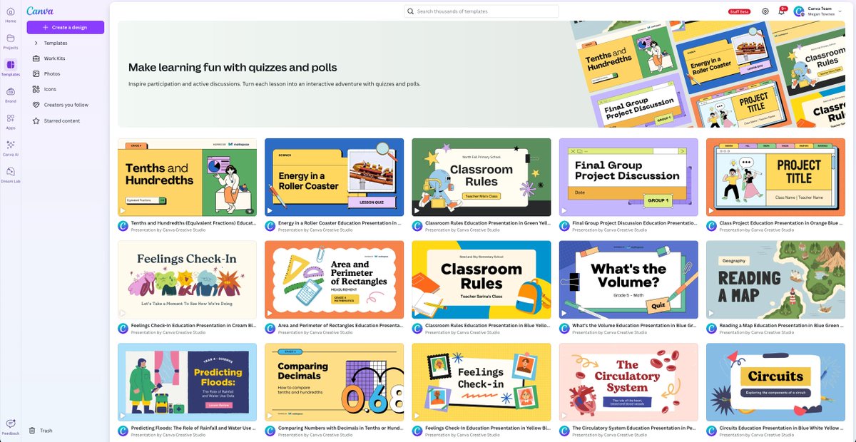 Polls and Quizzes have fully launched for Canva! Have you seen this amazing library of quiz and poll templates that make use of the new features? canva.com/collections/ed…