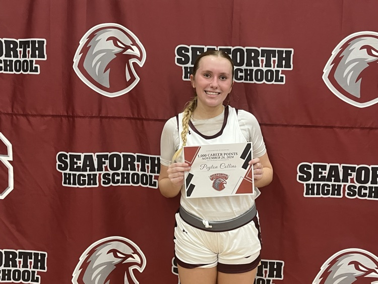 seaforthhs's tweet photo. Peyton Collins celebrating her 1,000 pts. Congrats to Peyton for this wonderful accomplishment!! 
#seaforthvarsitywomensbasketball https://t.co/xGSpI0paCM